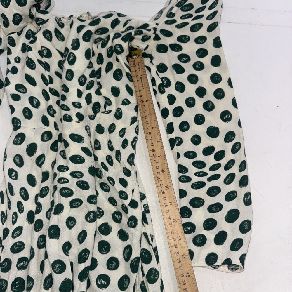 Reformation Hilda Long Sleeve Festival Fairy Cottagecore Green Polka Dot Dress 4 - Picture 14 of 16
